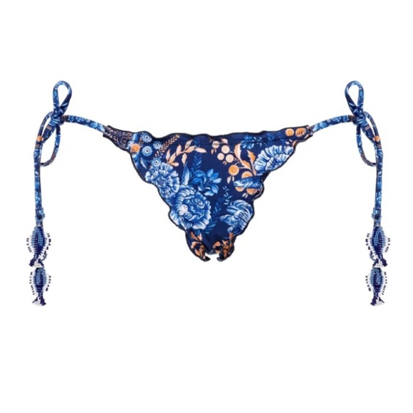 New! Agua Bendita Azure Alegria Floral Blue Bikini Bottom 3937 - Picture 9 of 9